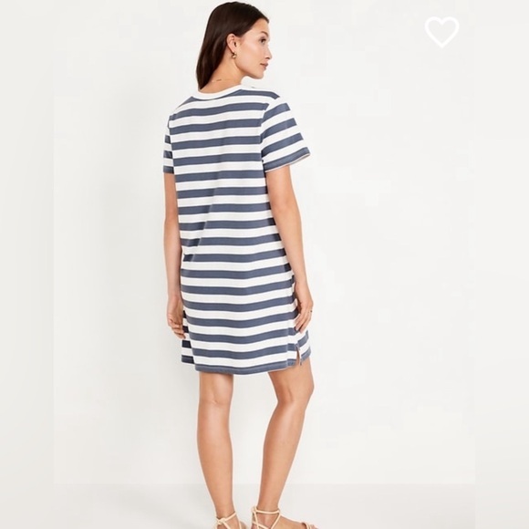 NWT | Old Navy | Striped Crew Neck T-Shirt Dress | Blue-Gray | Large - Picture 7 of 7